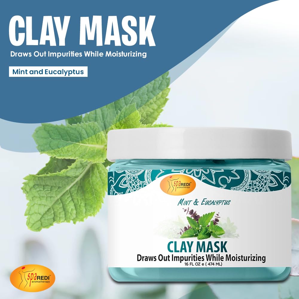 SPA REDI Clay Mask Mint & Eucalyptus 16 oz – Pore Purifying & Hydrating