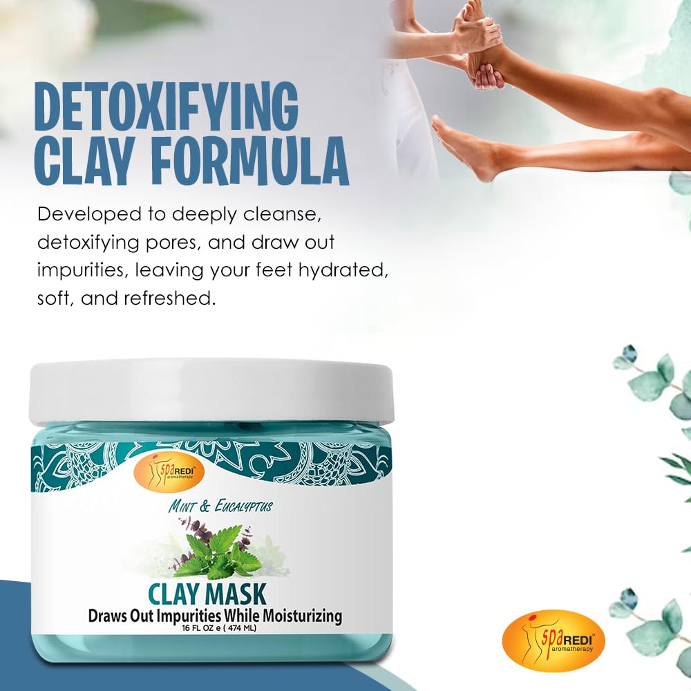 SPA REDI Clay Mask Mint & Eucalyptus 16 oz – Pore Purifying & Hydrating