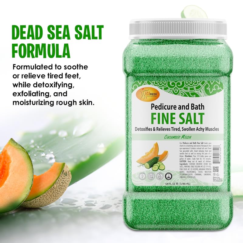 SPA REDI Detox Foot Soak – Dead Sea Salt, Argan & Coconut Oils, Cucumber & Melon, 128 oz