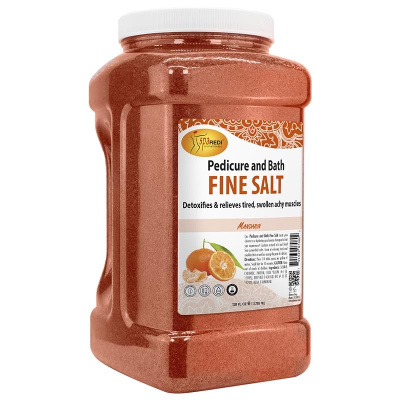 SPA REDI Detox Foot Soak Pedicure and Bath Fine Salt Mandarin, 128 Oz – Dead Sea Salt, Argan & Coconut Oils