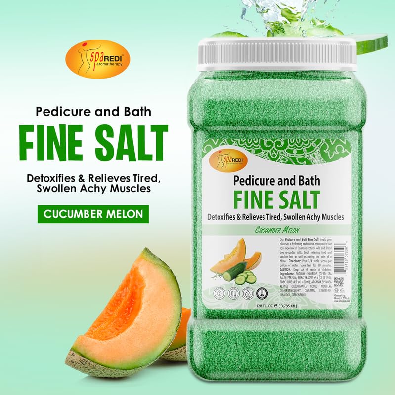 SPA REDI Detox Foot Soak – Dead Sea Salt, Argan & Coconut Oils, Cucumber & Melon, 128 oz