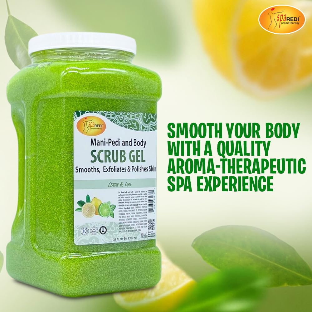 SPA REDI Lemon and Lime Pumice Scrub Gel – Exfoliating, Hydrating & Nourishing with Hyaluronic Acid, Amino Acids & Panthenol – 128oz