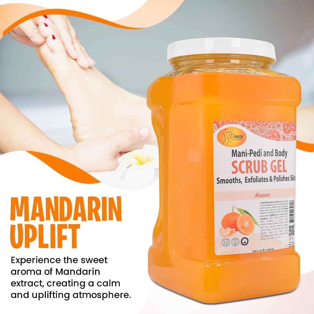 Spa Redi Pedi Scrub Gel - Mandarin | Exfoliating Pumice Gel for Dry Skin
