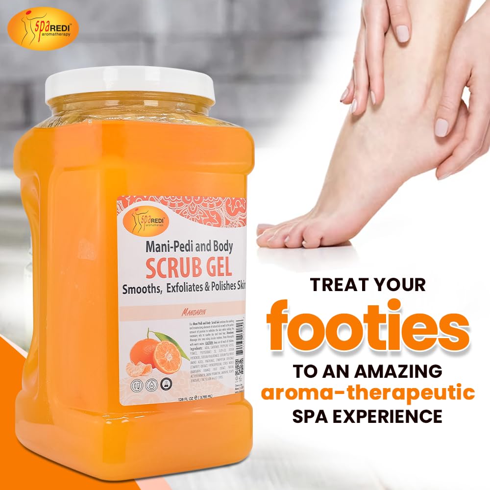Spa Redi Pedi Scrub Gel - Mandarin | Exfoliating Pumice Gel for Dry Skin