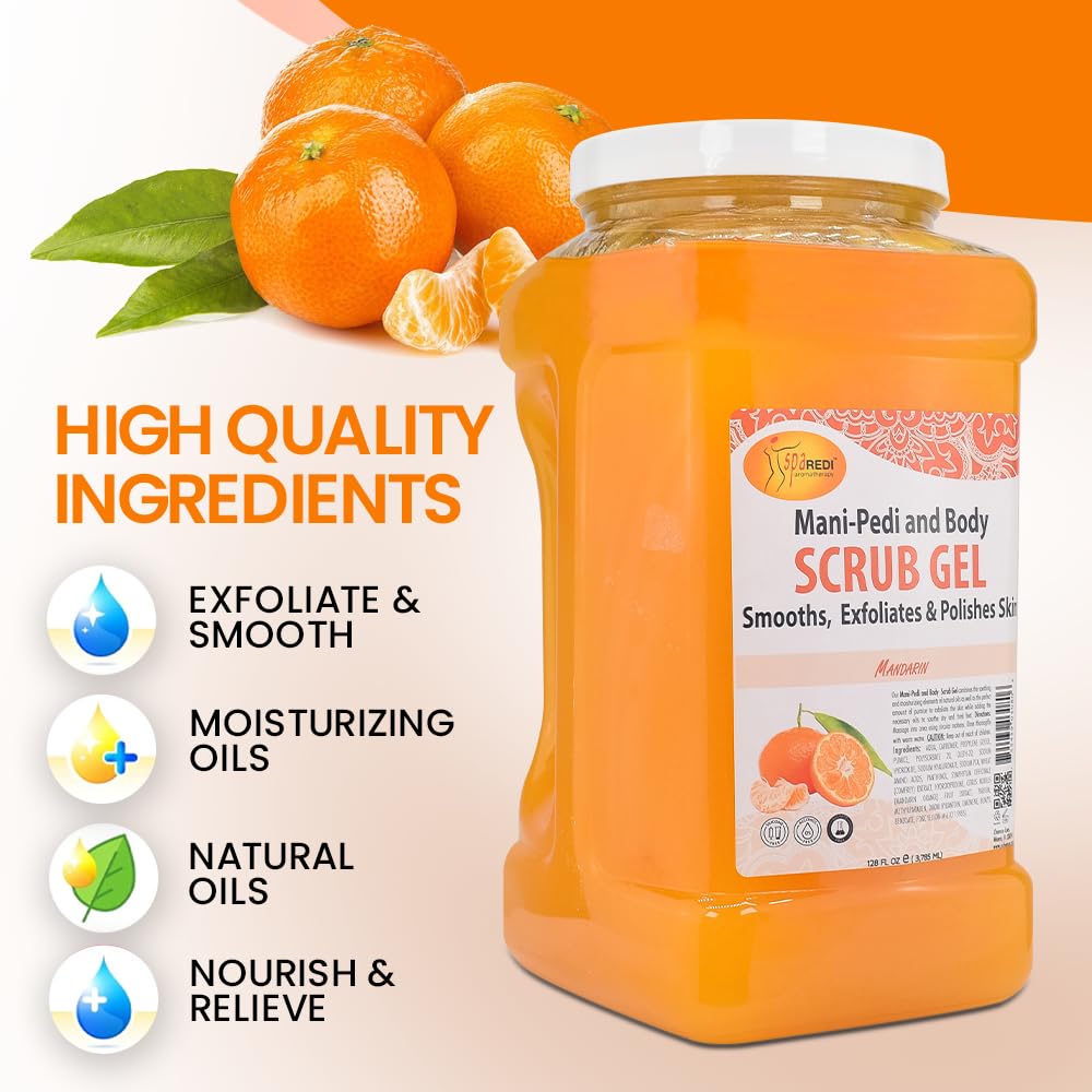 Spa Redi Pedi Scrub Gel - Mandarin | Exfoliating Pumice Gel for Dry Skin