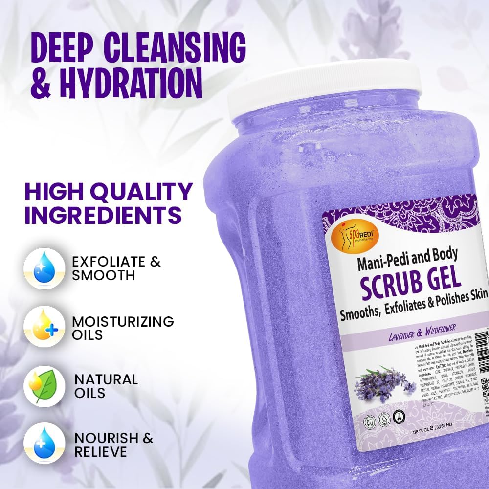 SPA REDI Exfoliating Pumice Gel – Lavender & Wildflower, 128-Ounce