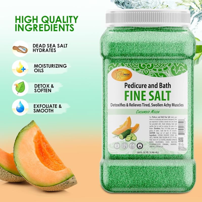 SPA REDI Detox Foot Soak – Dead Sea Salt, Argan & Coconut Oils, Cucumber & Melon, 128 oz