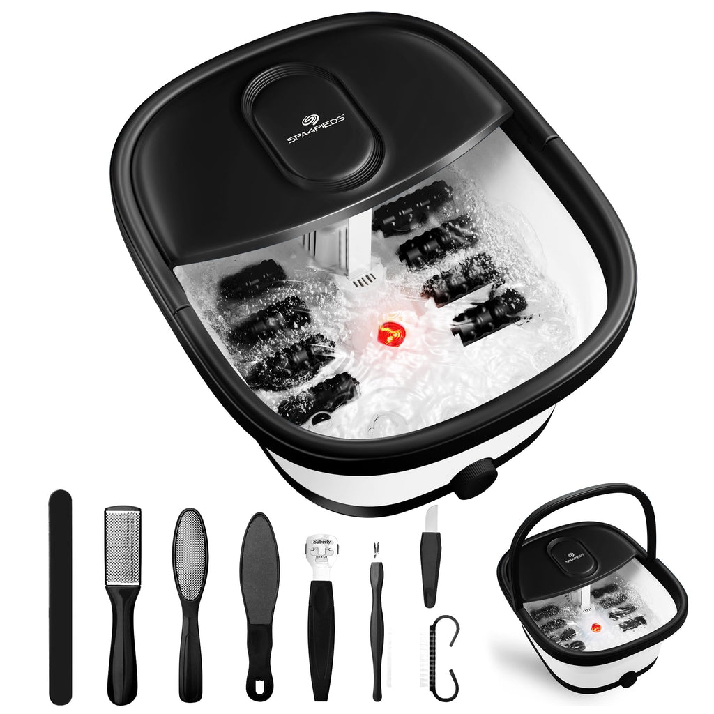 SPA4PIEDS Collapsible Foot Spa Bath — Heat, Massage Rollers & 10-in-1 Pedicure Kit