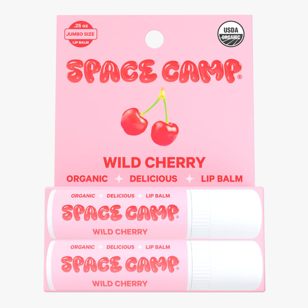 Space Camp Wellness Jumbo Lip Balm – Wild Cherry Organic Flavor (2 Pack) | USA-Made, Paraben-Free Lip Care