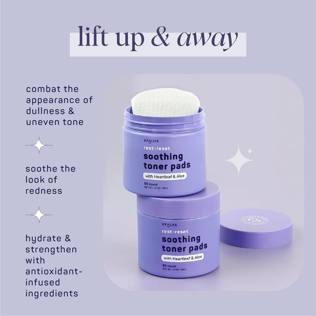 SpaLife Beauty Rest & Reset Toner Pads – Hydrating, Gentle Toner Pads for Uneven Skin Tone
