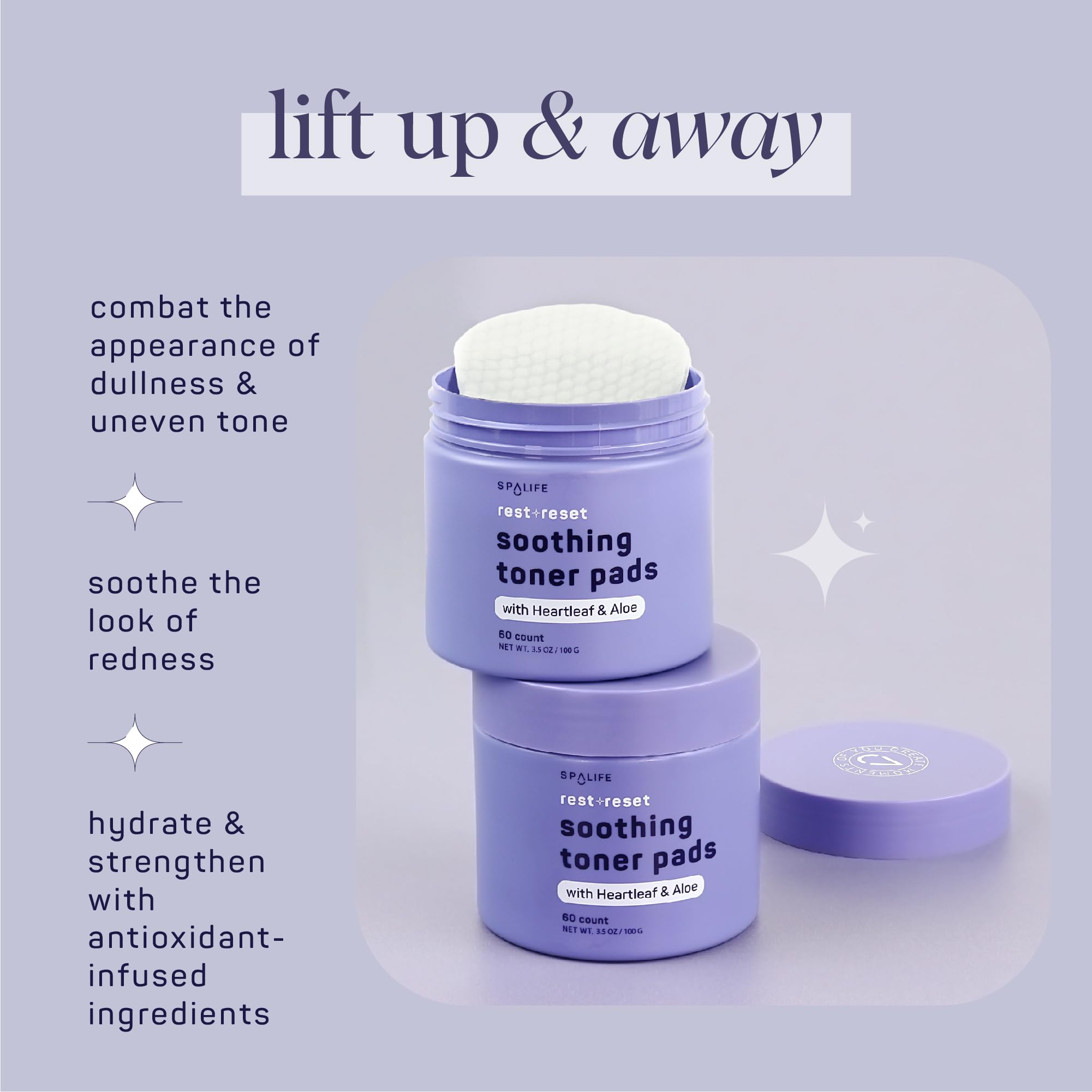 SpaLife Beauty Rest & Reset Toner Pads – Hydrating, Gentle Toner Pads for Uneven Skin Tone