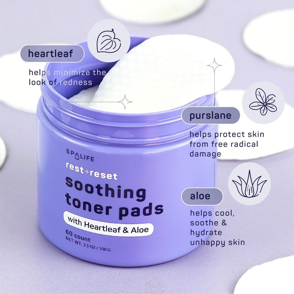 SpaLife Beauty Rest & Reset Toner Pads – Hydrating, Gentle Toner Pads for Uneven Skin Tone