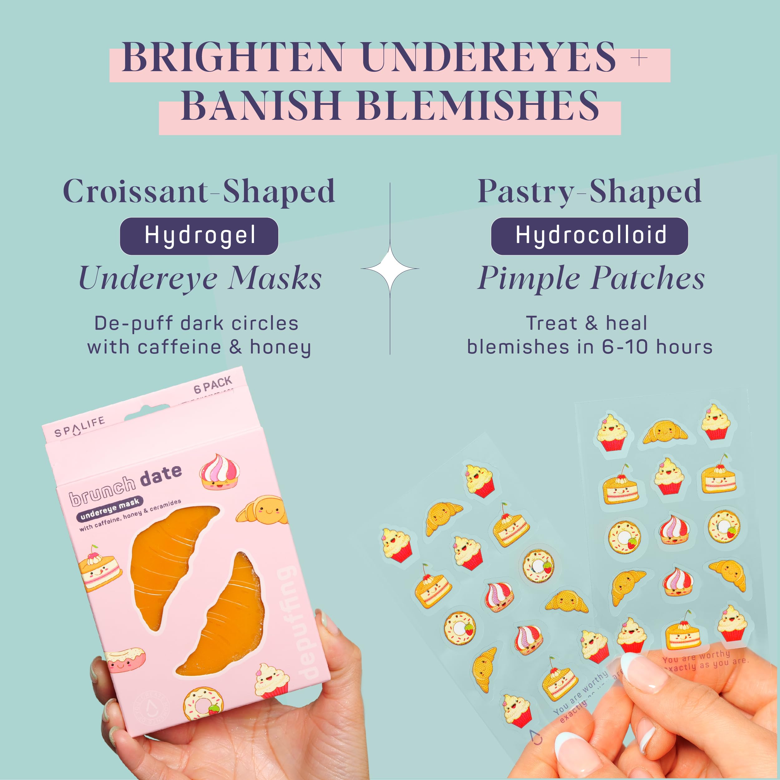 SpaLife Brunch Date Undereye Mask & Pimple Patch Duo – Floral Masks, Heart Patches, Mother’s Day Gift