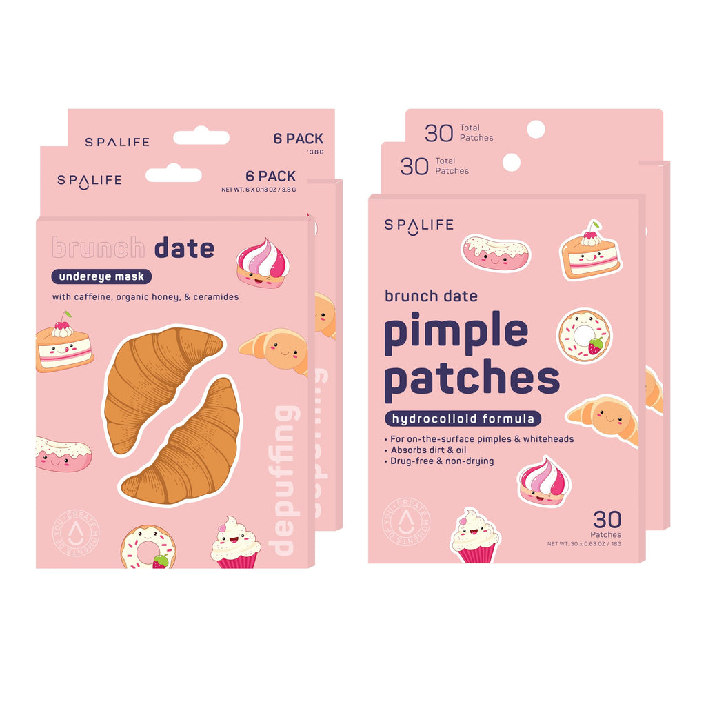 SpaLife Brunch Date Undereye Mask & Pimple Patch Duo – Floral Masks, Heart Patches, Mother’s Day Gift