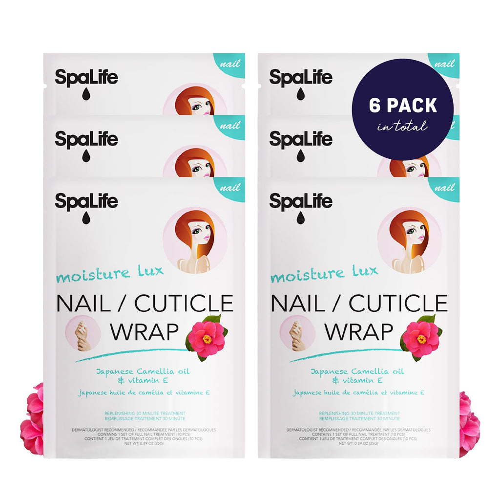 SpaLife Japanese Camellia Oil & Vitamin E Nail Cuticle Wrap 6-Pack – Hydrating Nail Masks for Brittle Nails