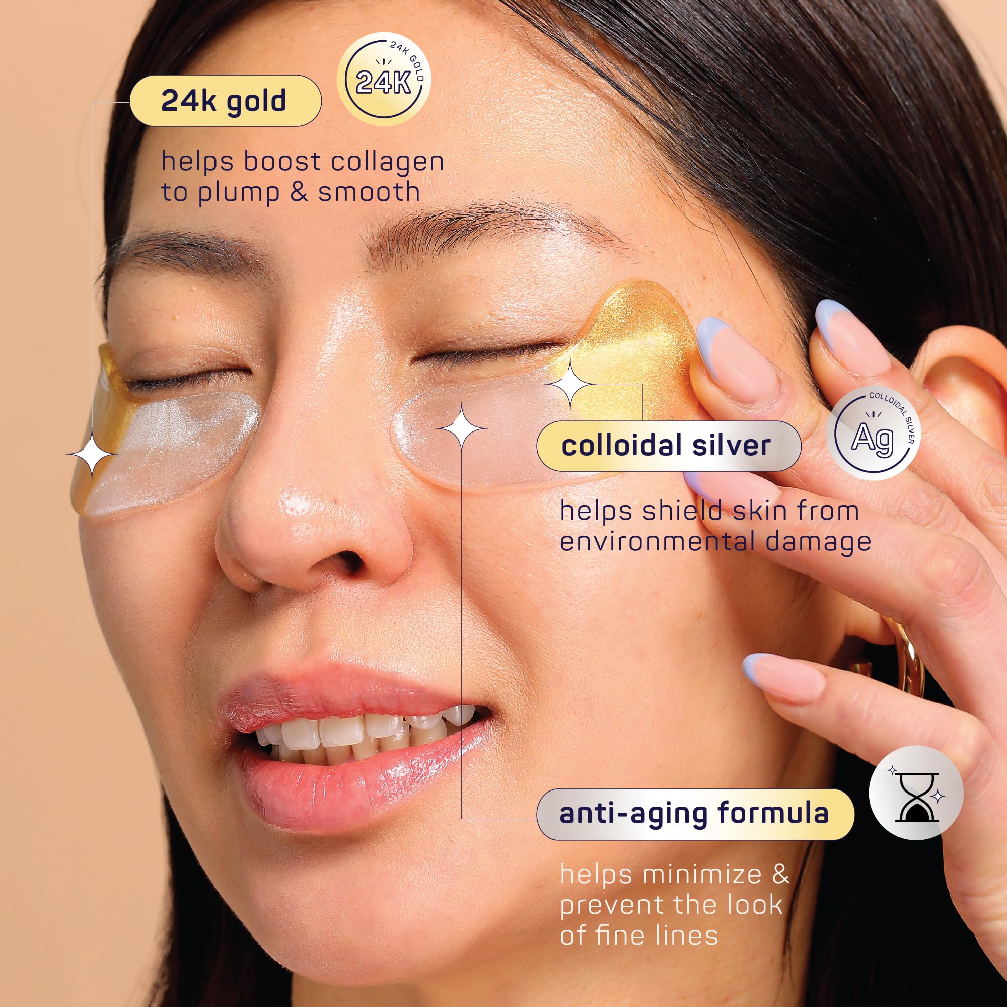 SpaLife Beauty Anti-Aging Under Eye Masks | 24K Gold & Colloidal Silver Hydrogel Patches (48 Pairs)