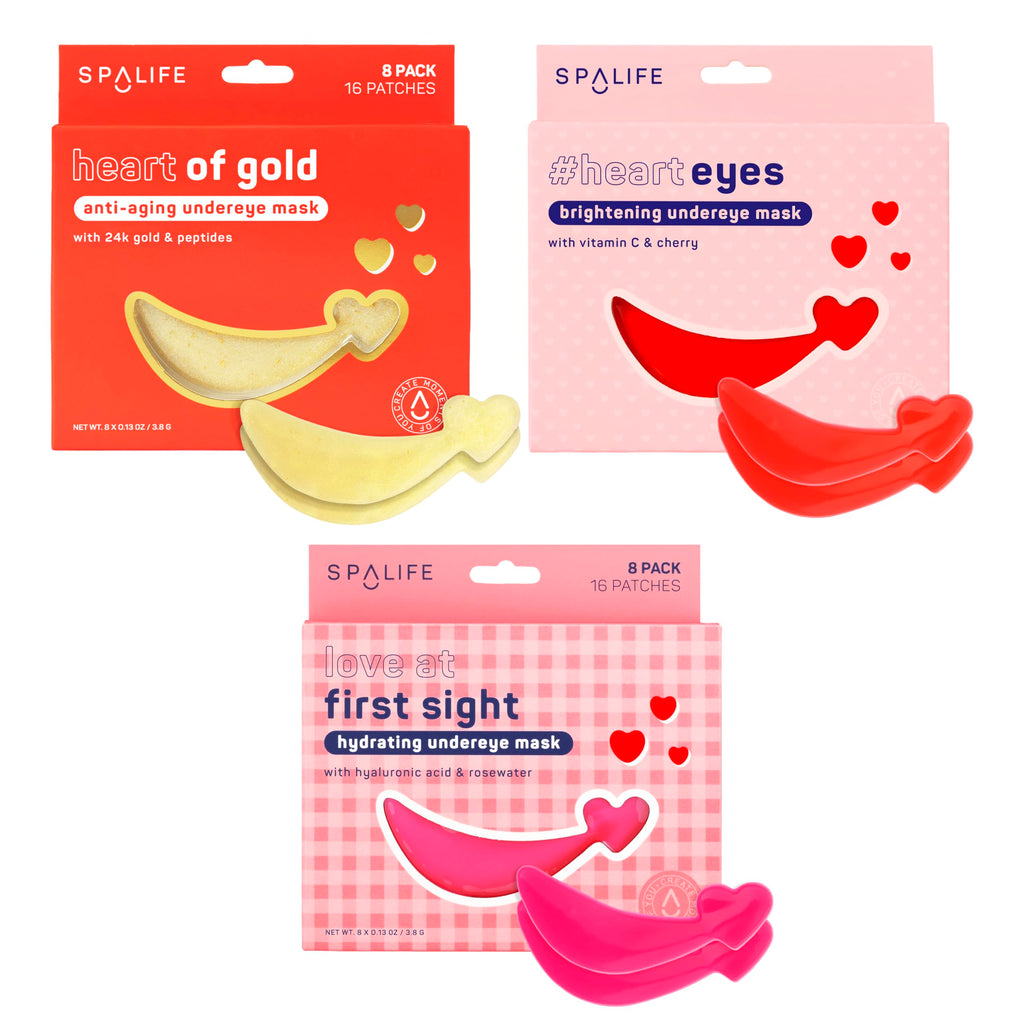 SpaLife Heart-Shaped Hydrogel Undereye Mask – Hydrating Patches, 24 Count, Giftable