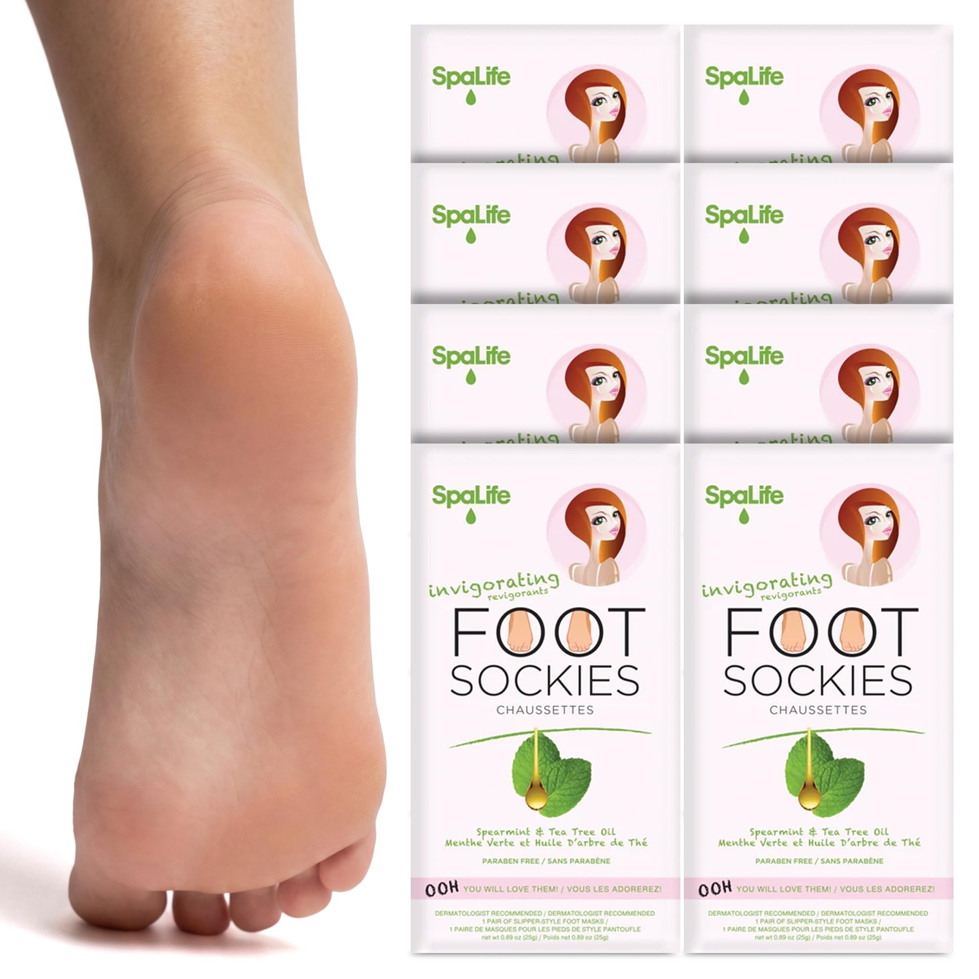 SpaLife Moisturizing Foot Sockies — Intensive Hydration Foot Mask for Dry, Cracked Feet | 8 Pack