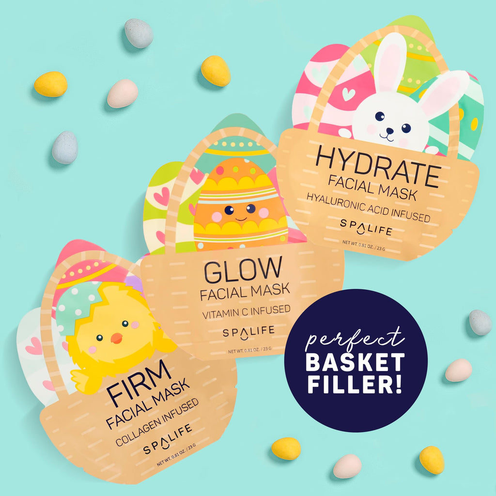 SpaLife Spring & Easter Facial Masks (9-Pack) – Hyaluronic Acid, Collagen, Vitamin C – Hydrate, Firm, Brighten