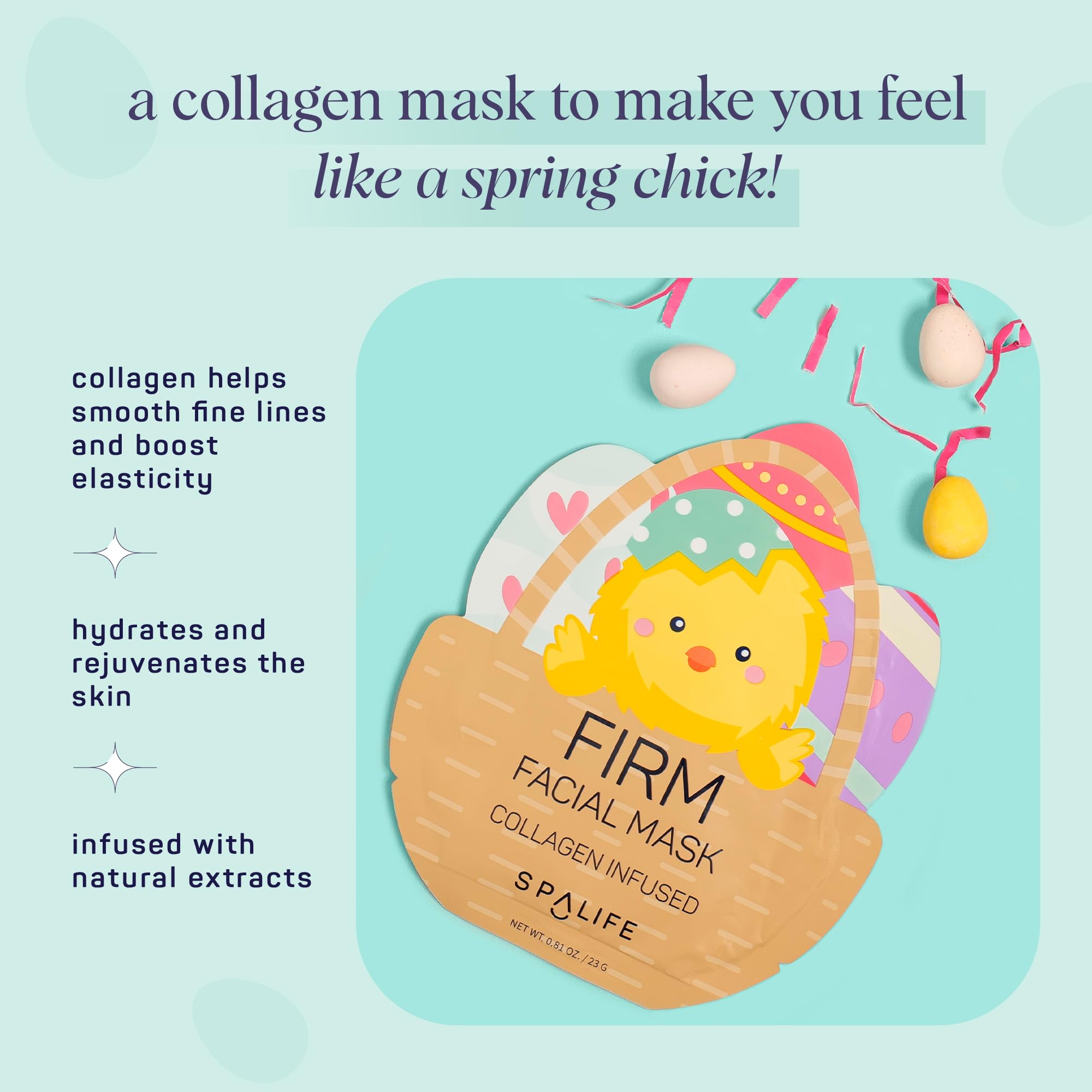SpaLife Spring & Easter Facial Masks (9-Pack) – Hyaluronic Acid, Collagen, Vitamin C – Hydrate, Firm, Brighten