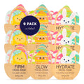 SpaLife Spring & Easter Facial Masks (9-Pack) – Hyaluronic Acid, Collagen, Vitamin C – Hydrate, Firm, Brighten