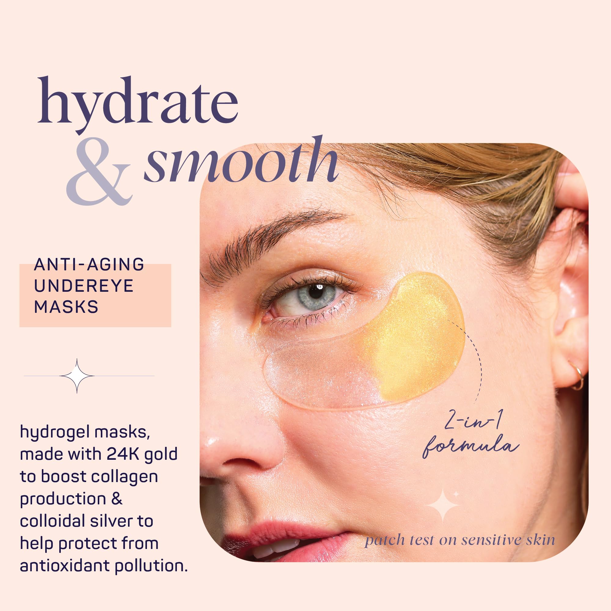 SpaLife Beauty Anti-Aging Under Eye Masks | 24K Gold & Colloidal Silver Hydrogel Patches (48 Pairs)