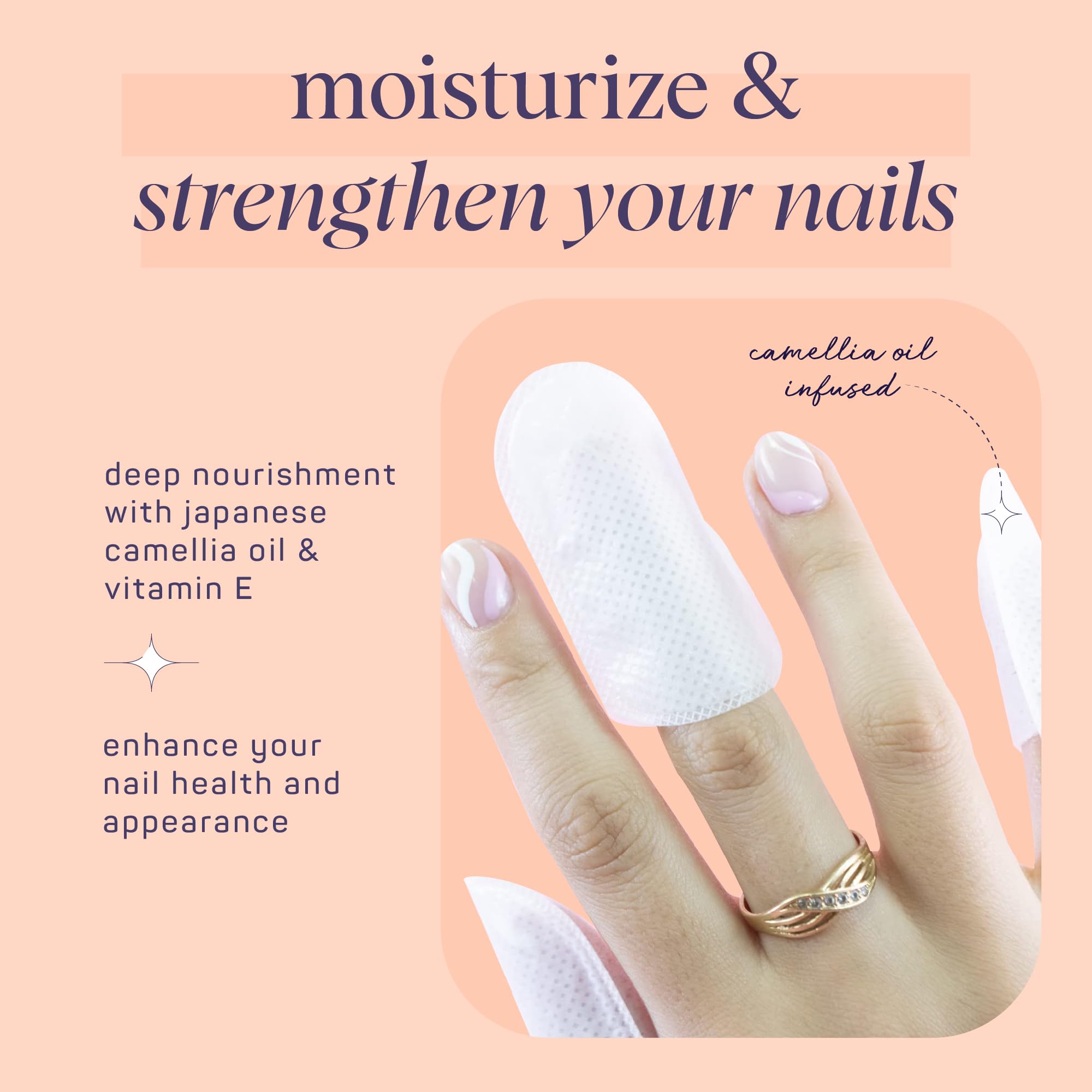 SpaLife Japanese Camellia Oil & Vitamin E Nail Cuticle Wrap 6-Pack – Hydrating Nail Masks for Brittle Nails