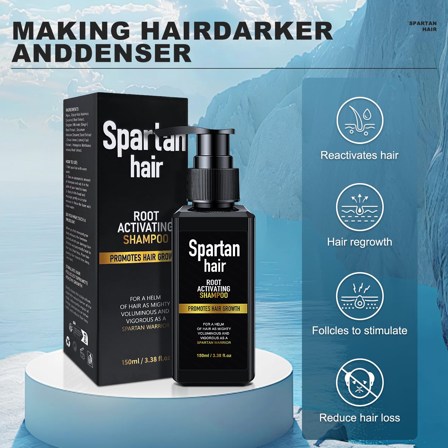 SPARTAN HAIR Shampoo for Men – Strengthening & Smoothing for Thinning & Gray Hair