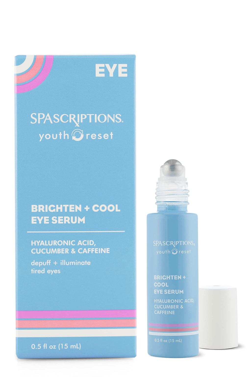 SpaScriptions Brighten + Cool Eye Serum – Hyaluronic Acid, Cucumber & Caffeine | 0.5 fl oz