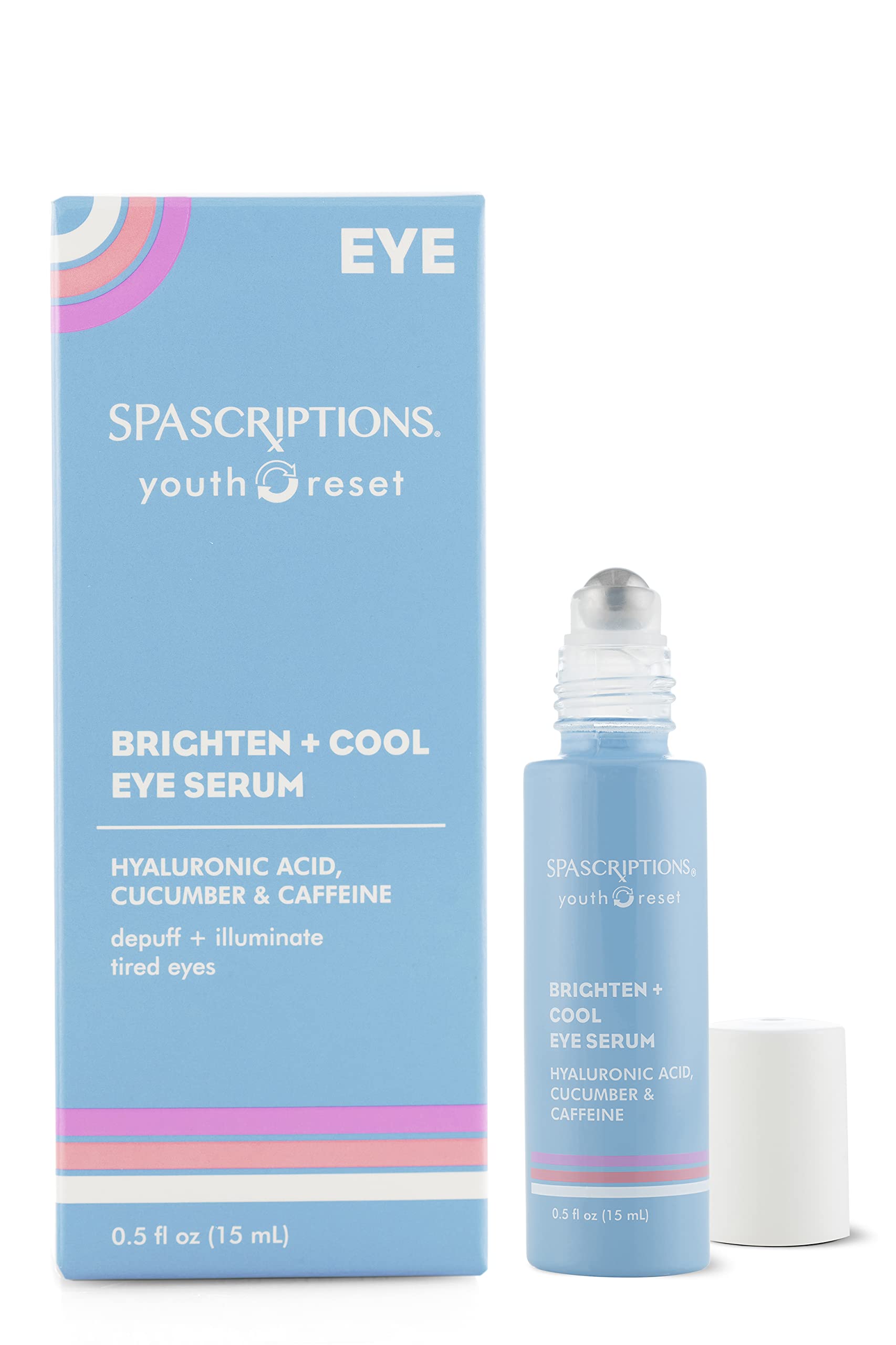 SpaScriptions Brighten + Cool Eye Serum – Hyaluronic Acid, Cucumber & Caffeine | 0.5 fl oz