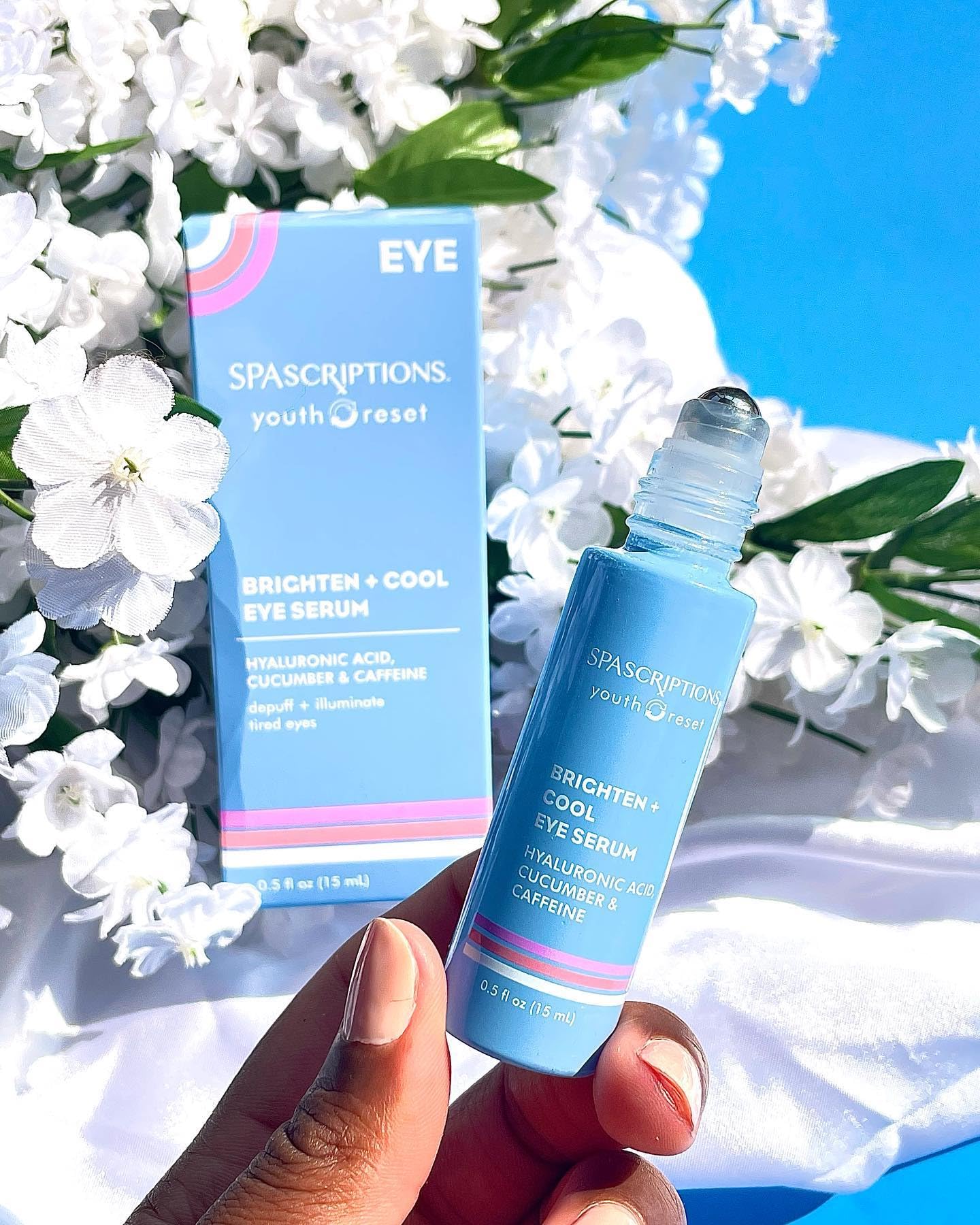 SpaScriptions Brighten + Cool Eye Serum – Hyaluronic Acid, Cucumber & Caffeine | 0.5 fl oz