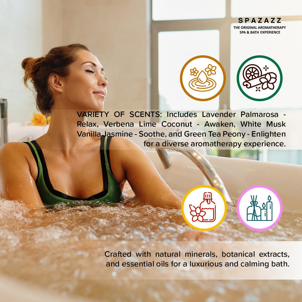 Spazazz Escape Collection 4-Pack: Hot Tub & Spa Bath Salt Aromatherapy