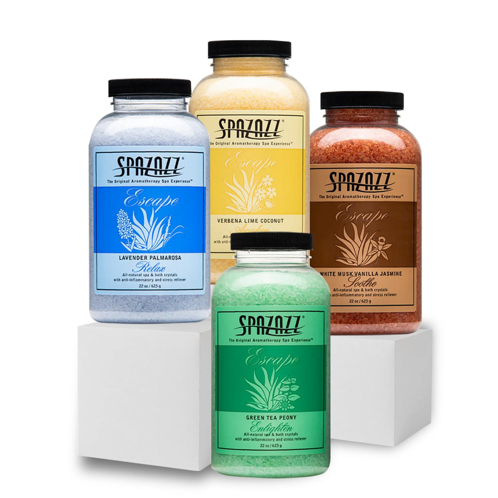 Spazazz Escape Collection 4-Pack: Hot Tub & Spa Bath Salt Aromatherapy