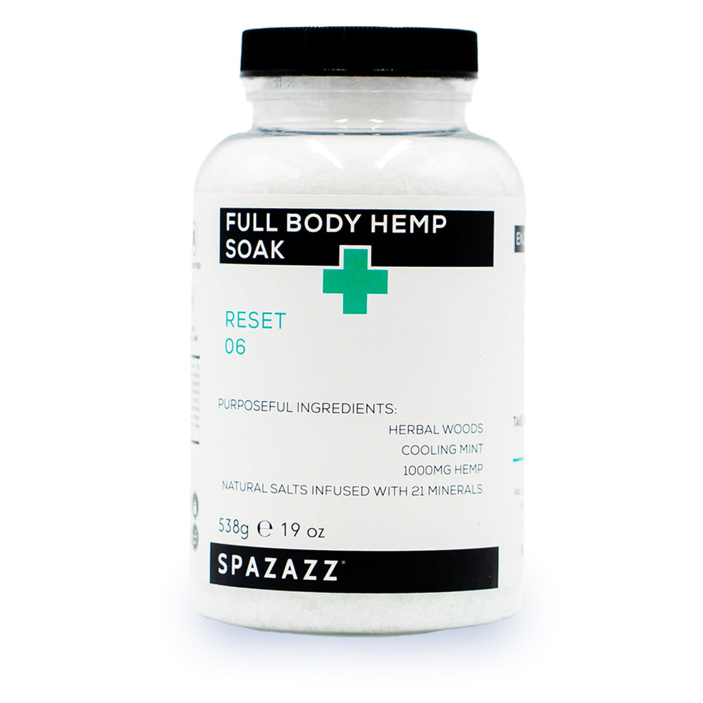 Spazazz Full Body Hemp Soak - 1000mg Hemp - Spa Aromatherapy Bath Salt Crystals - 538g / 19oz (Reset 06)