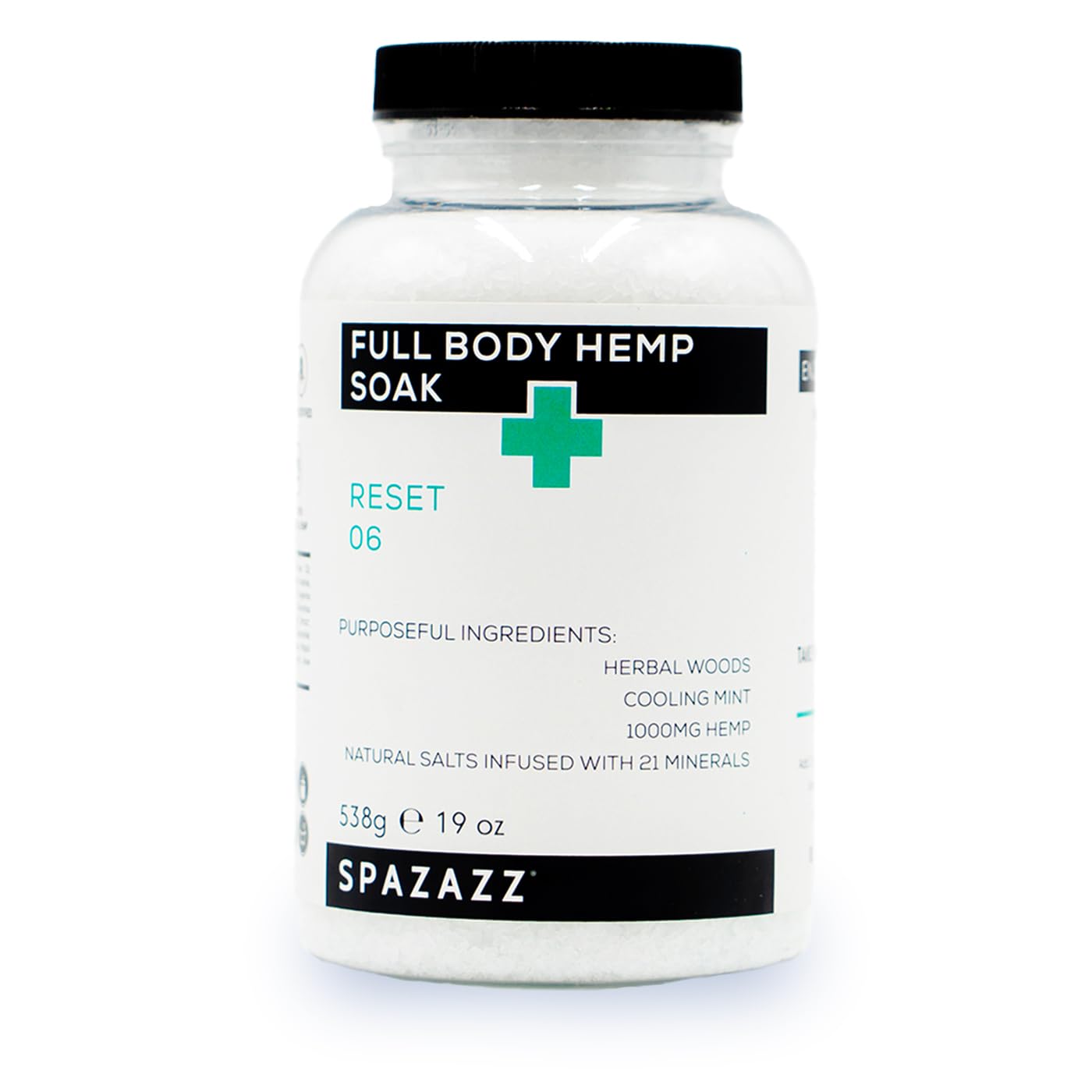 Spazazz Full Body Hemp Soak - 1000mg Hemp - Spa Aromatherapy Bath Salt Crystals - 538g / 19oz (Reset 06)