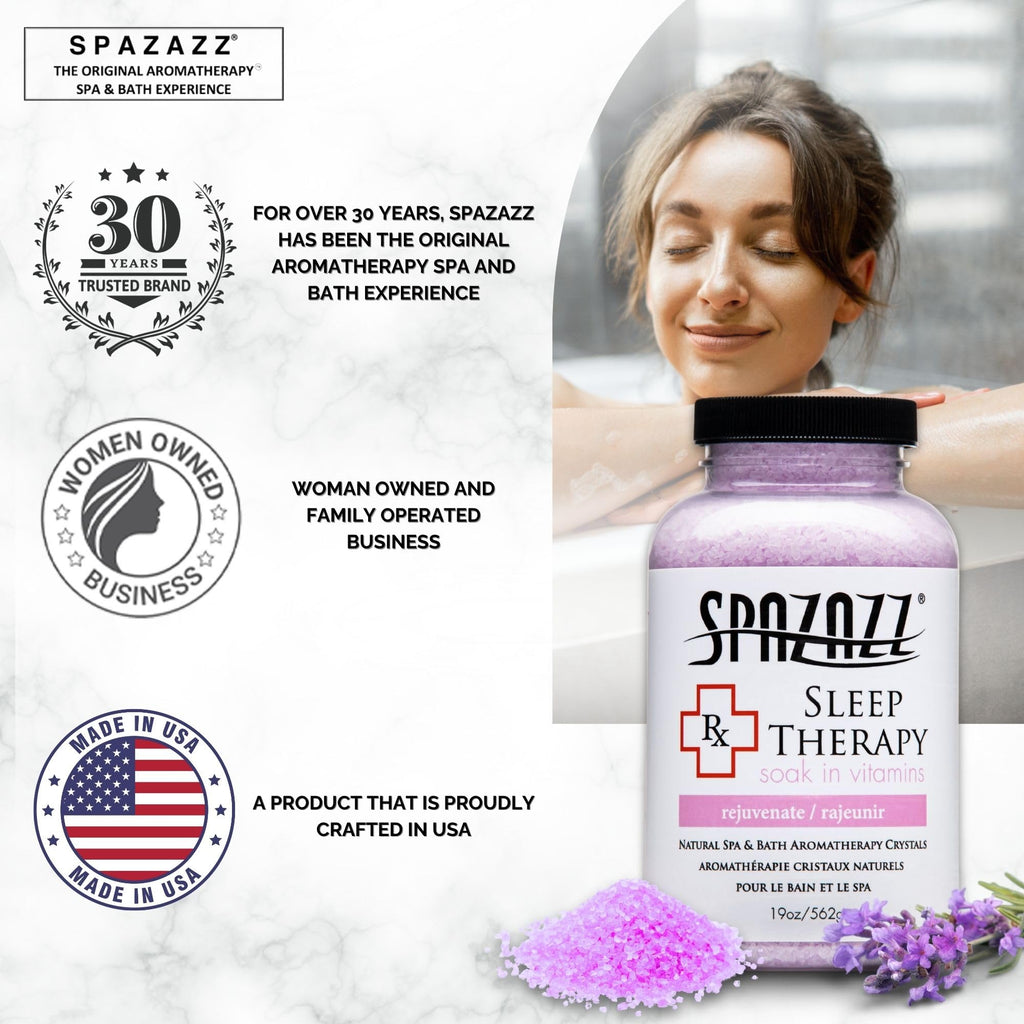 Spazazz Aromatherapy Salt Crystals 19oz – Sleep Therapy, Oil-Free Spa Bath Soak