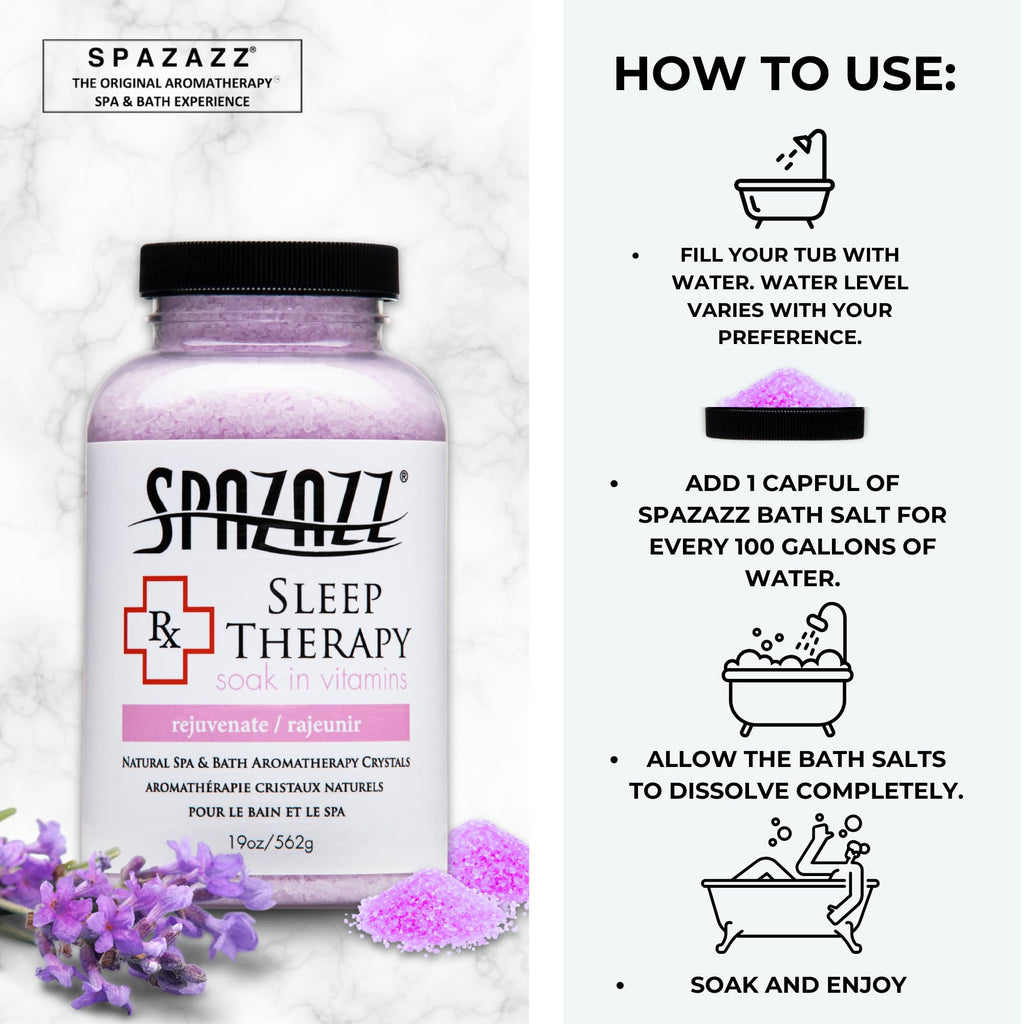 Spazazz Aromatherapy Salt Crystals 19oz – Sleep Therapy, Oil-Free Spa Bath Soak