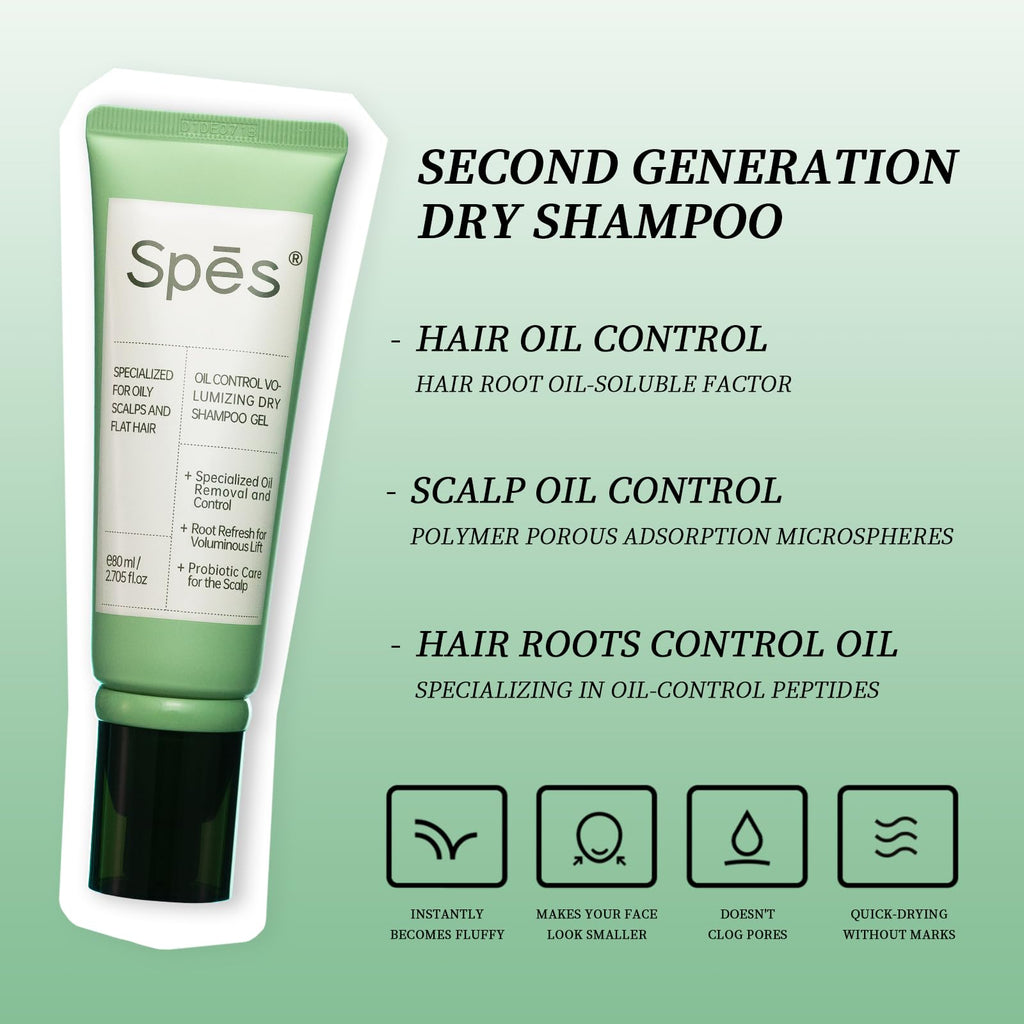 Spes Dry Shampoo Oil Control Gel – No-Rinse, 24-Hr Oil Control, 5x5ml Cedar Scent