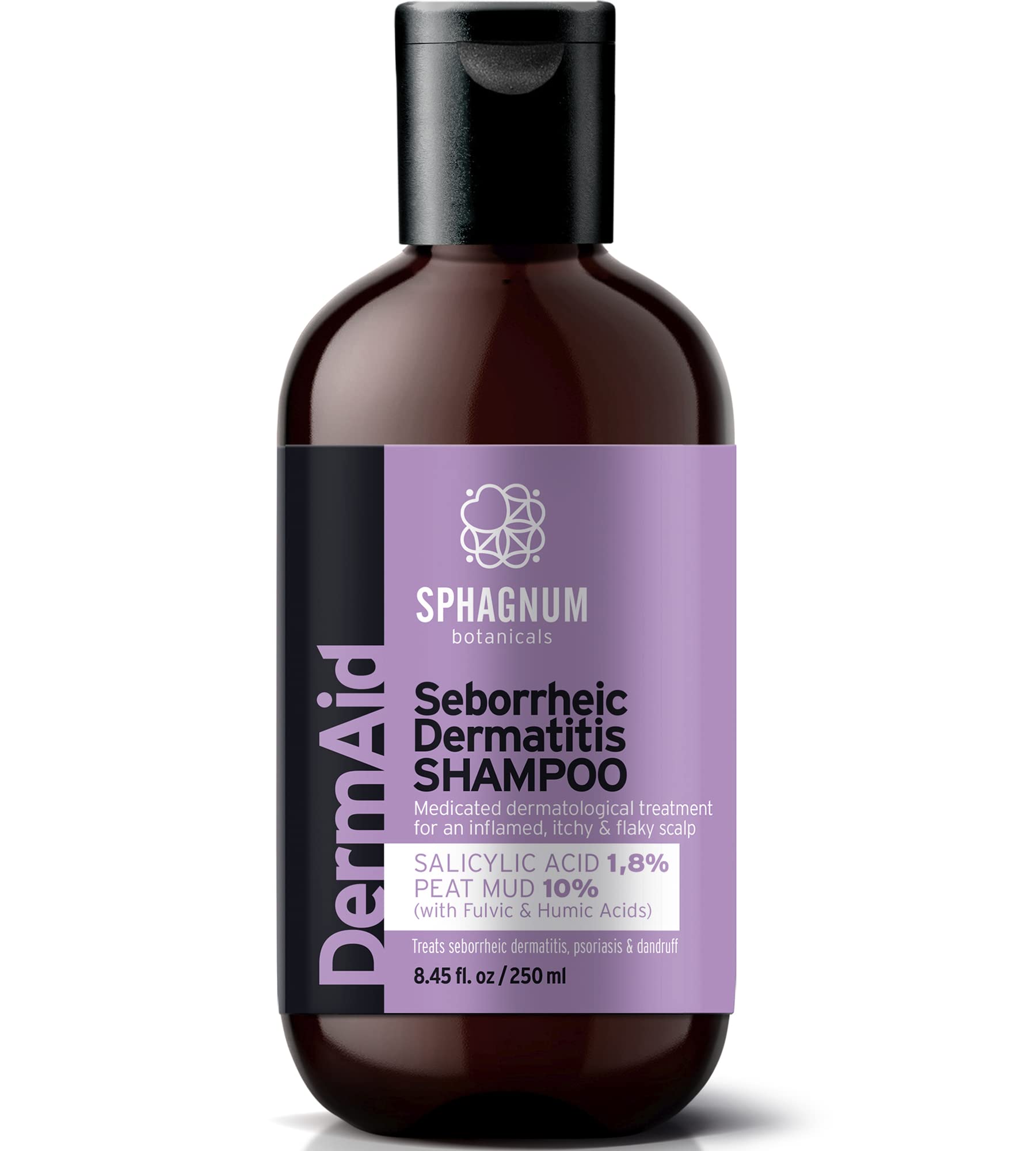 Sphagnum Botanicals Seborrheic Dermatitis Shampoo – Salicylic Acid & Natural Peat Mud, 8.45 oz