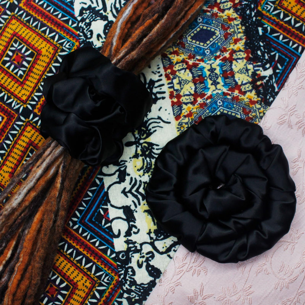 Spiral Lock Hair Tie Extra Large Scrunchies for Dreadlocks, Braids, Thick Hair – Colorful Dread Ties (Black)