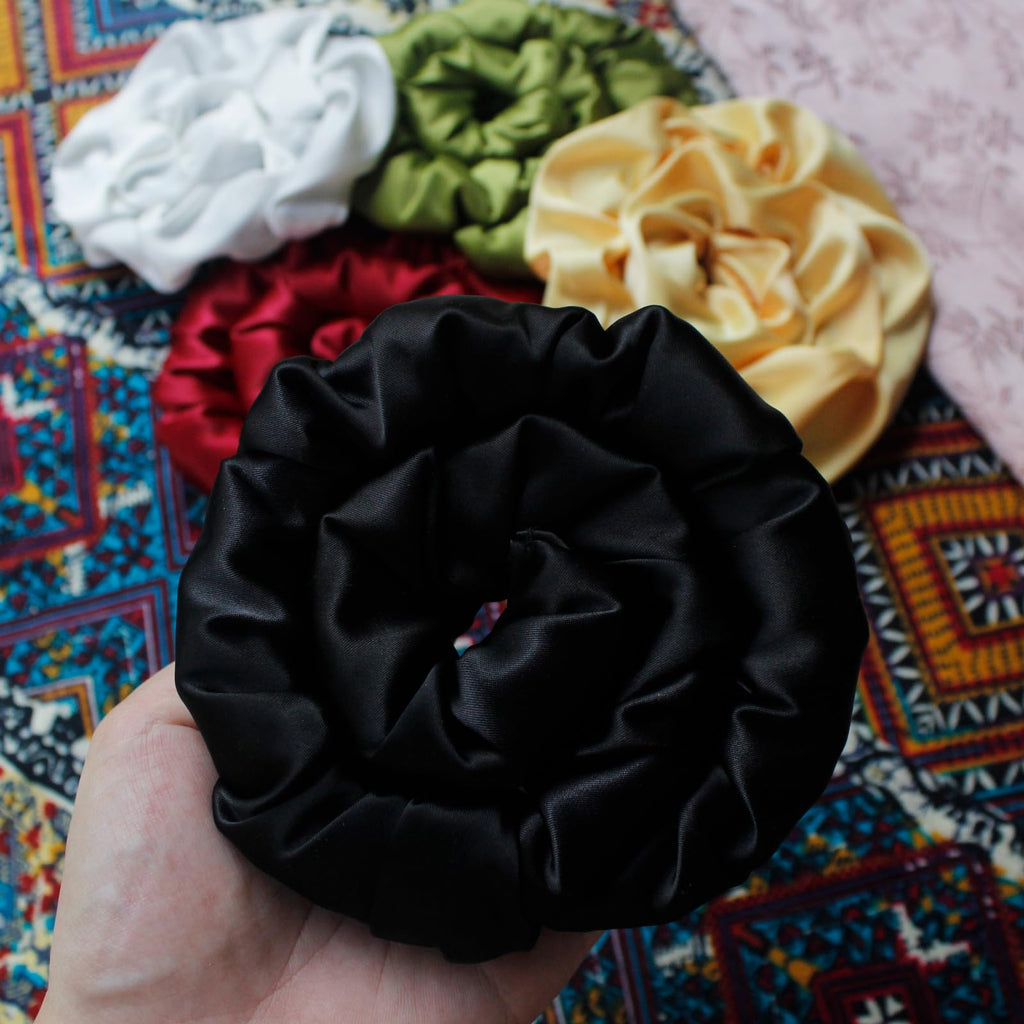 Spiral Lock Hair Tie Extra Large Scrunchies for Dreadlocks, Braids, Thick Hair – Colorful Dread Ties (Black)