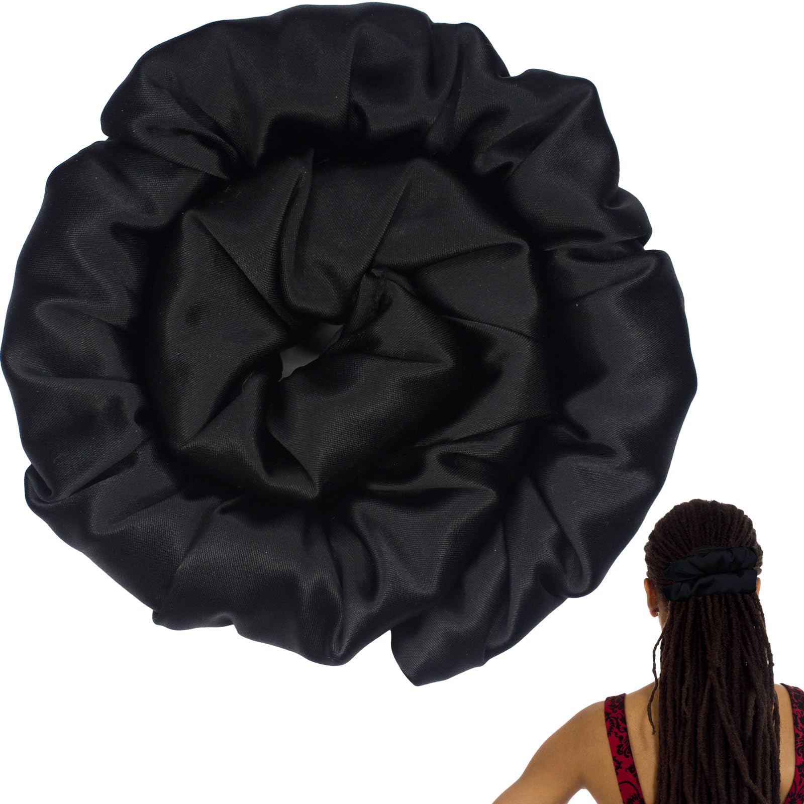 Spiral Lock Hair Tie Extra Large Scrunchies for Dreadlocks, Braids, Thick Hair – Colorful Dread Ties (Black)