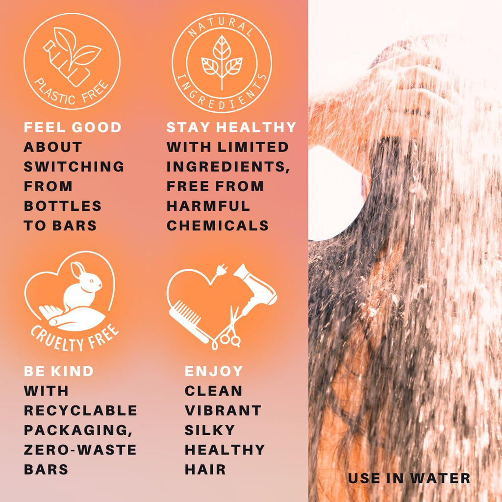 Spiraleaf Orange Zest Shampoo Bar & Conditioner Bar Set – Fragrance-Free, Limited Ingredients