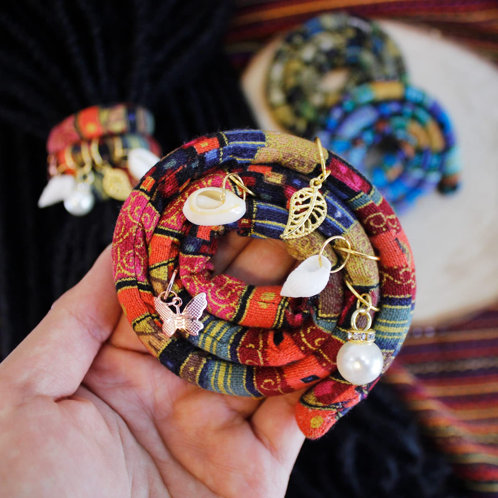Spira Lock Dreadlock Hair Ties – 3 Pcs Set (16in/40cm) Colorful Spiral Hair Ties for Dreadlocks & Thick Hair