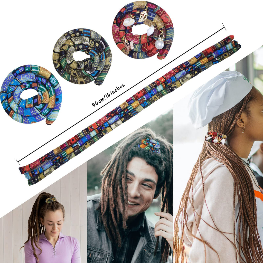 Spira Lock Dreadlock Hair Ties – 3 Pcs Set (16in/40cm) Colorful Spiral Hair Ties for Dreadlocks & Thick Hair