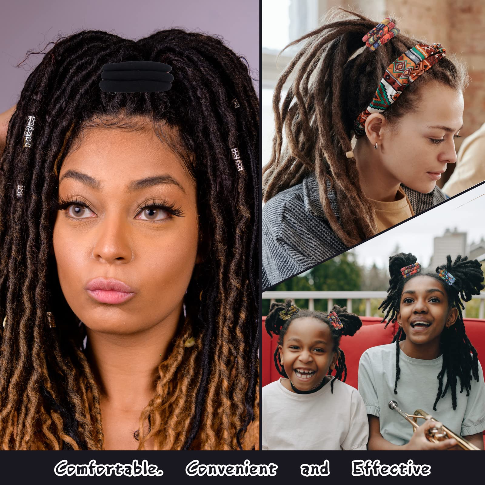 Spira Lock Dreadlock Hair Ties – 3 Pcs Set (16in/40cm) Colorful Spiral Hair Ties for Dreadlocks & Thick Hair