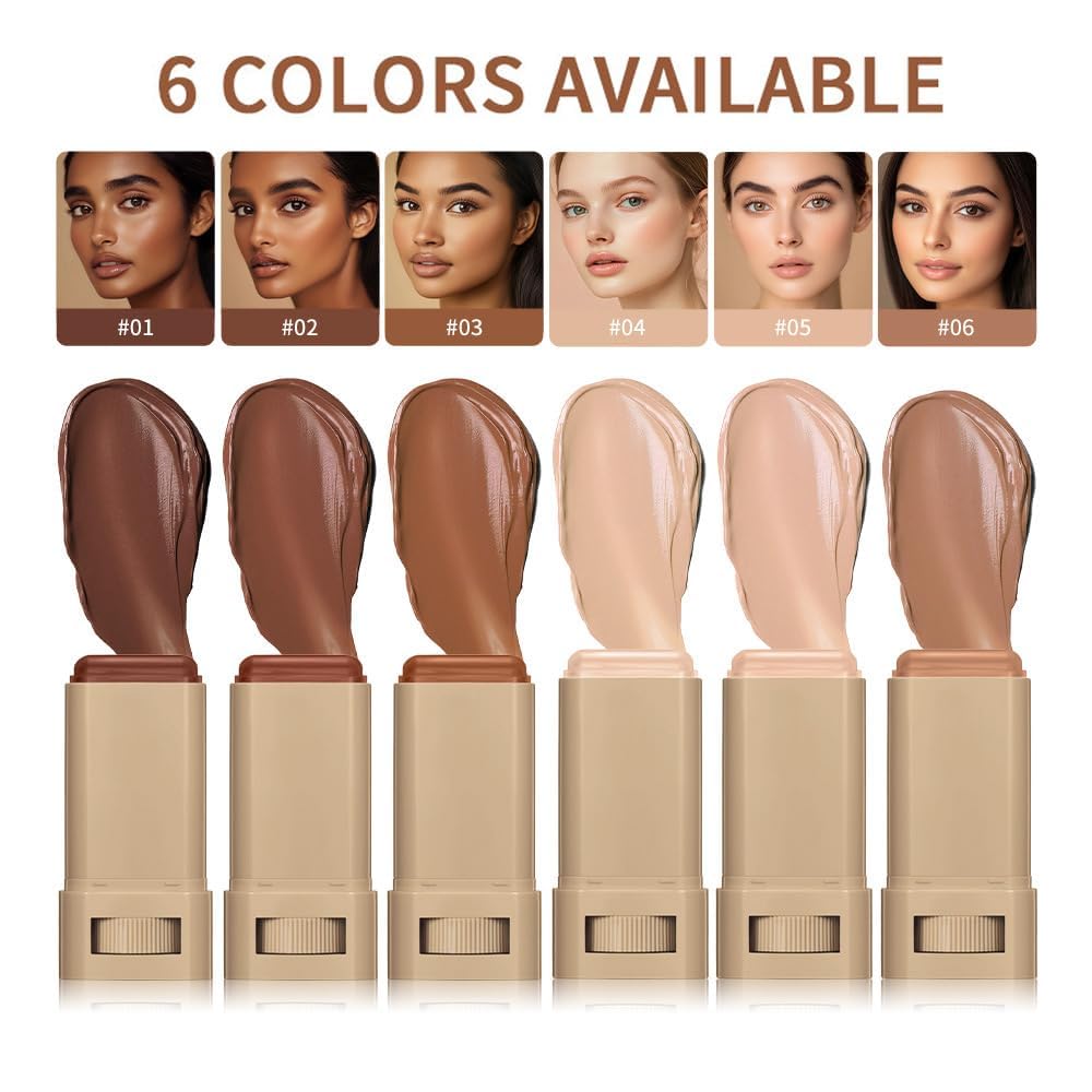 Splendor Serum Boosted Skin Tint Balm – 2-in-1 Foundation Stick with Brush, Hydrating, 6 Shades