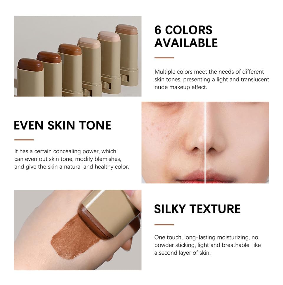 Splendor Serum Boosted Skin Tint Balm – 2-in-1 Foundation Stick with Brush, Hydrating, 6 Shades