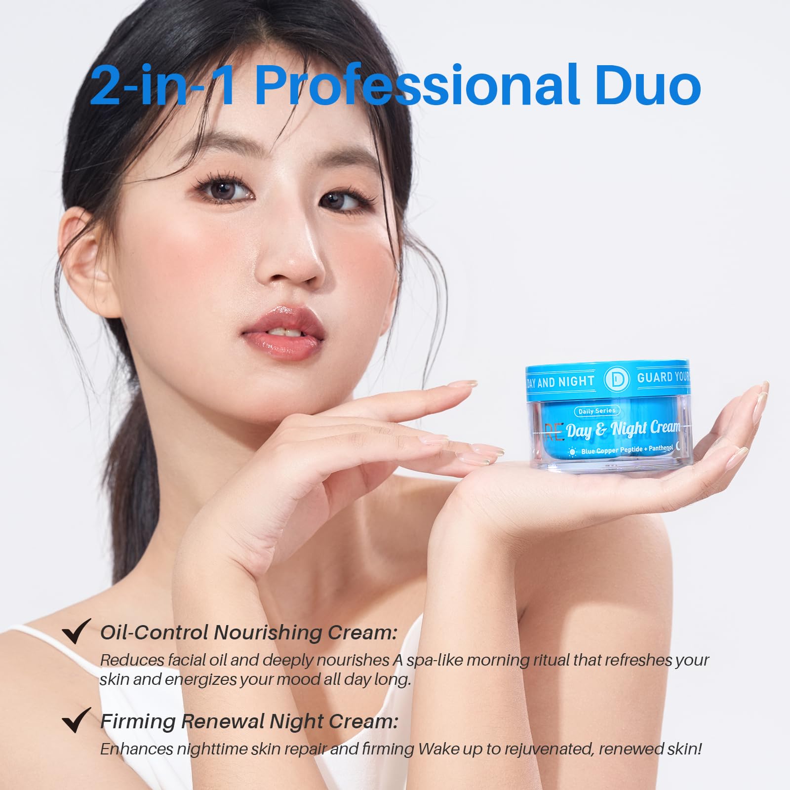 SPODARE Day/Night Cream Set: Oil-Control Day Gel + Panthenol Night Cream (2 x 1.7 oz)