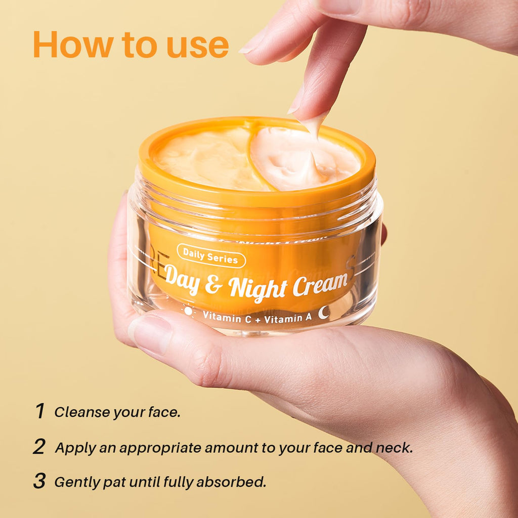 SPODARE Day/Night Cream Set — Vitamin C Day Gel + Vitamin A Night Cream for All Skin Types